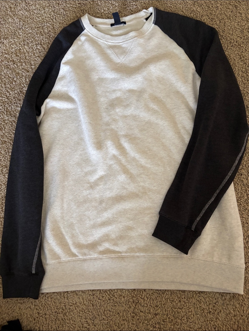 Gap Men's Two-Tone Crewneck Sweater - White & Dark Gray